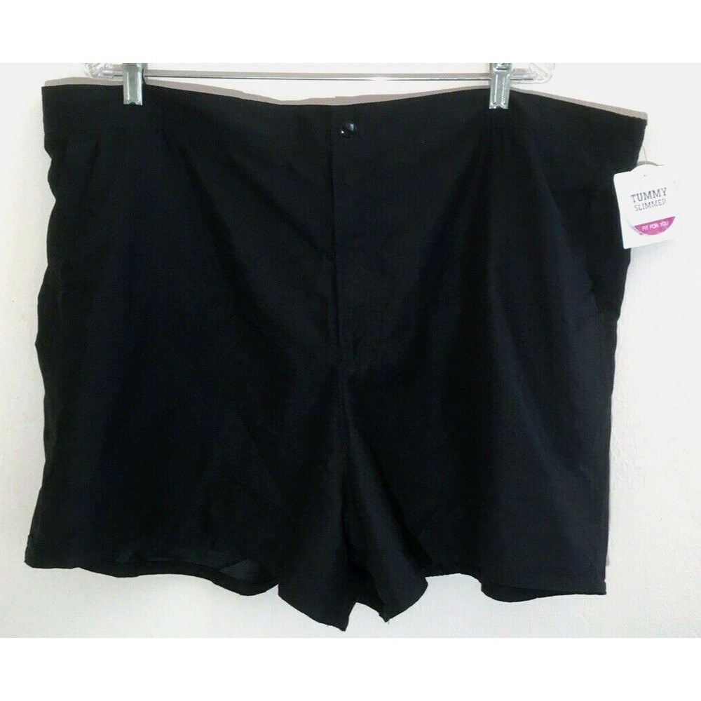 CROFT & BARROW sz 24W Tummy Slimmer Solid Black Shorts w/ Slimming Panty beneath